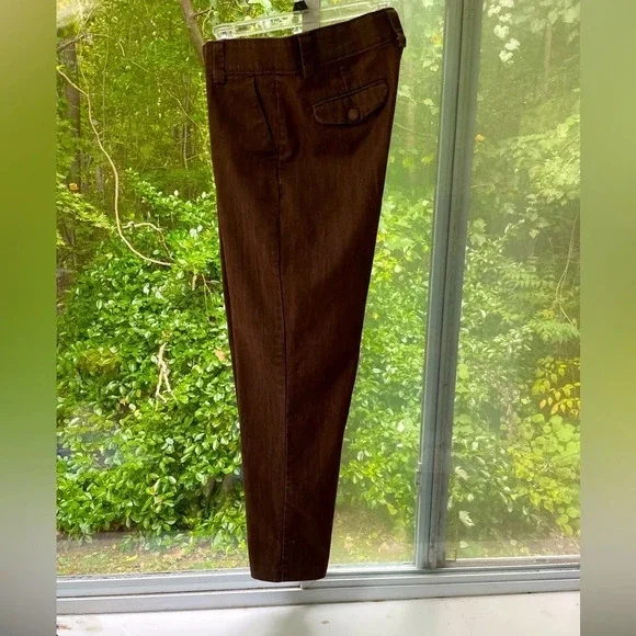 LEE Platinum Label no gap waistband 8 short brown jeans. Covered buttons & zip. - Picture 3 of 6